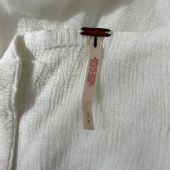 Free People A Little Extra Tie Front Halter Maxi Dress S White Boho Coastal - Picture 11 of 11